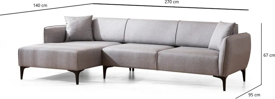 Светлосив ъглов диван , ляв ъгъл Belissimo – Balcab Home