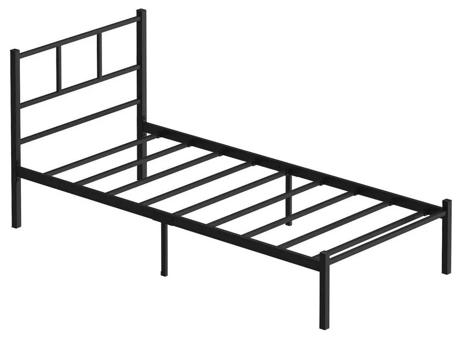 Метално едноспално легло ROVAN 90x200 см, черно, товароносимост 120 кг