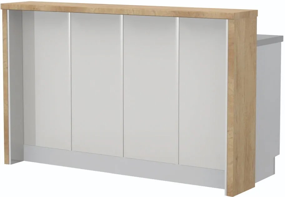 Островна кухненска пейка Modena-Length: 160 cm.-White glossy-Nebraska Oak