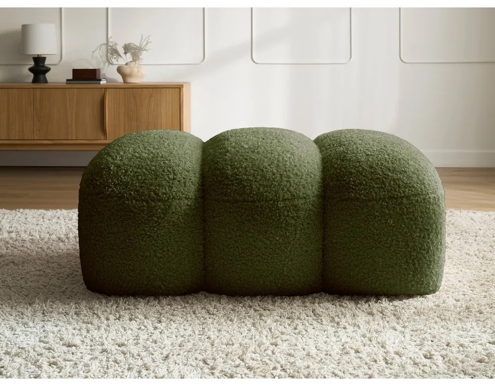 Зелена табуретка от прежда с примки от букле Hippolyte – Bobochic Paris