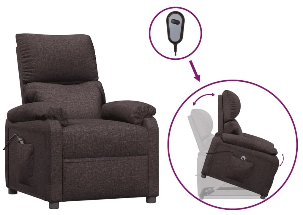 3098158 vidaXL Изправящ стол, тъмнокафяв, текстил