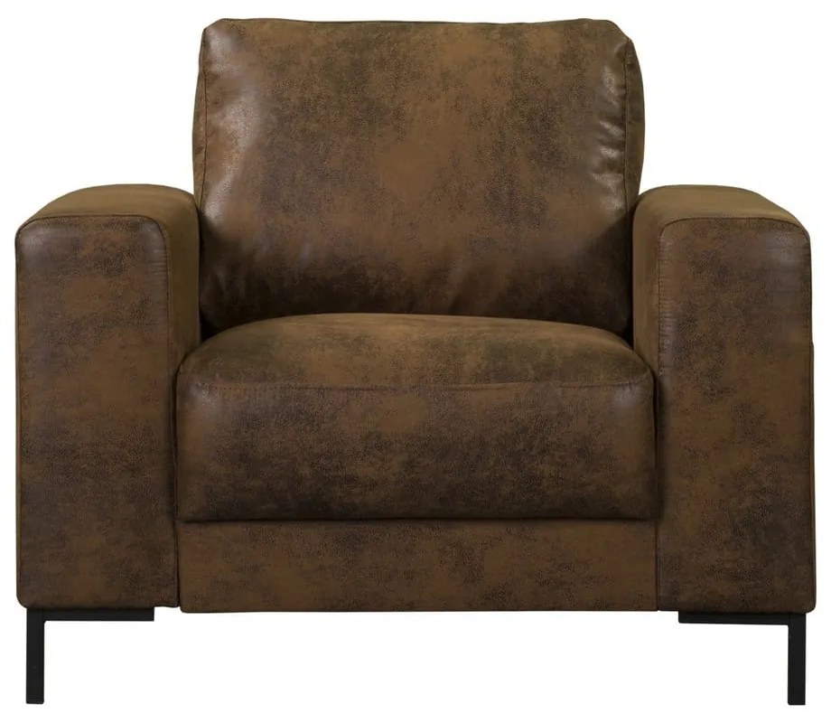 Кафяво кресло от изкуствена кожа Lofty Lilly – Miuform