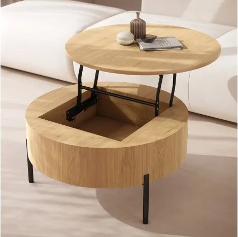 ФРИДА Естествен дъб – МОДЕРНА ХОЛНА МАСА С ПОВДИГАЩ ПЛОТ И СКРИТО ПРОСТРАНСТВО ЗА СЪХРАНЕНИЕ