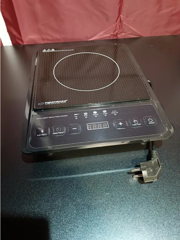 Втора ръка: Индукционен котлон Esperanza Krakatau EKH005, 2000W, 80-270°C, 5 функции, Черен