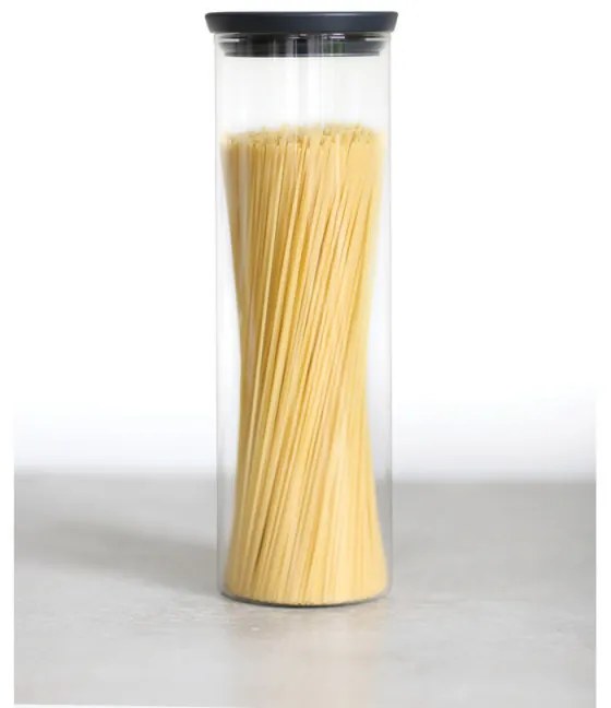 Стъклен буркан Brabantia Stackable 646873, 1.9 л, Плътно затваряне, Подходящ за съдомиялна, Тъмносив