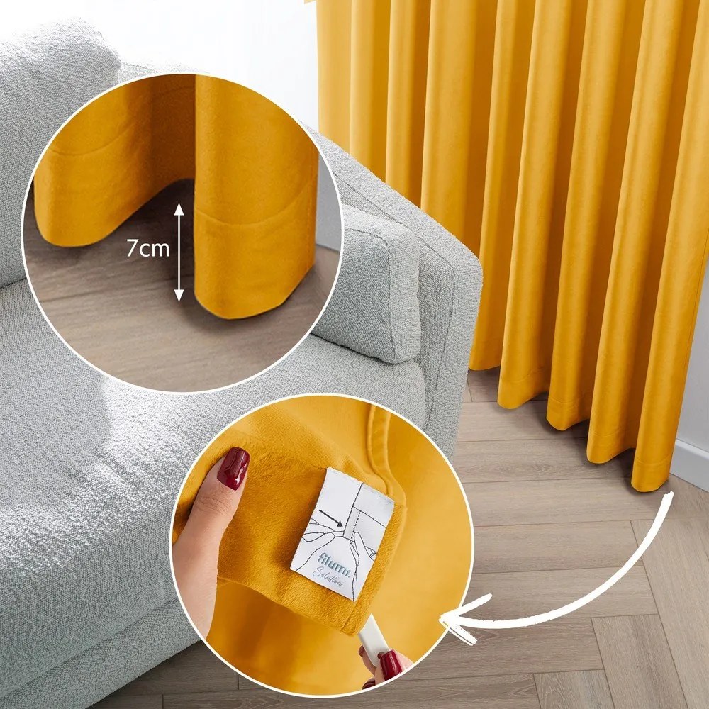 Затъмняваща завеса в цвят горчица 400x270 cm Velto – Filumi