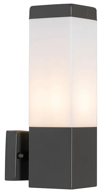 Модерна външна стенна лампа тъмно сива с опал - Malios