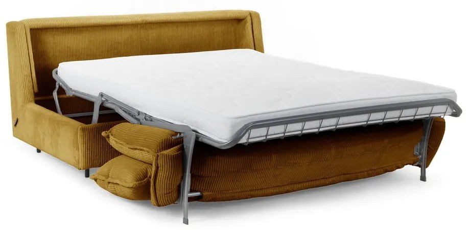 Жълт разтегателен диван от рипсено кадифе 184 cm Isadora – Bobochic Paris