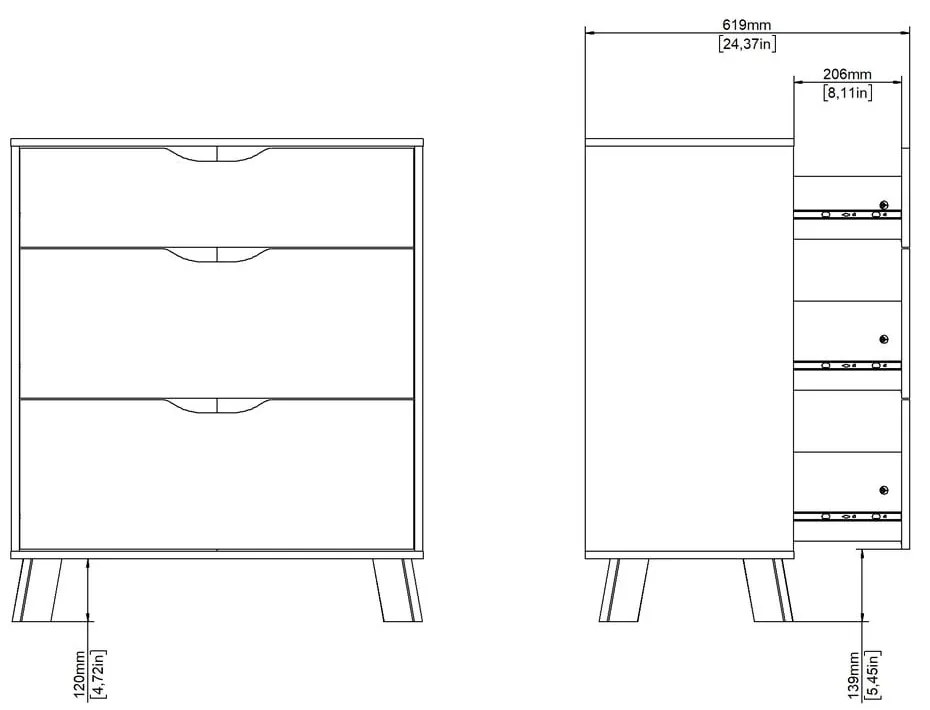 Скрин от дъбов декор в бял и естествен цвят 79x92x40 cm Ikast – Tvilum