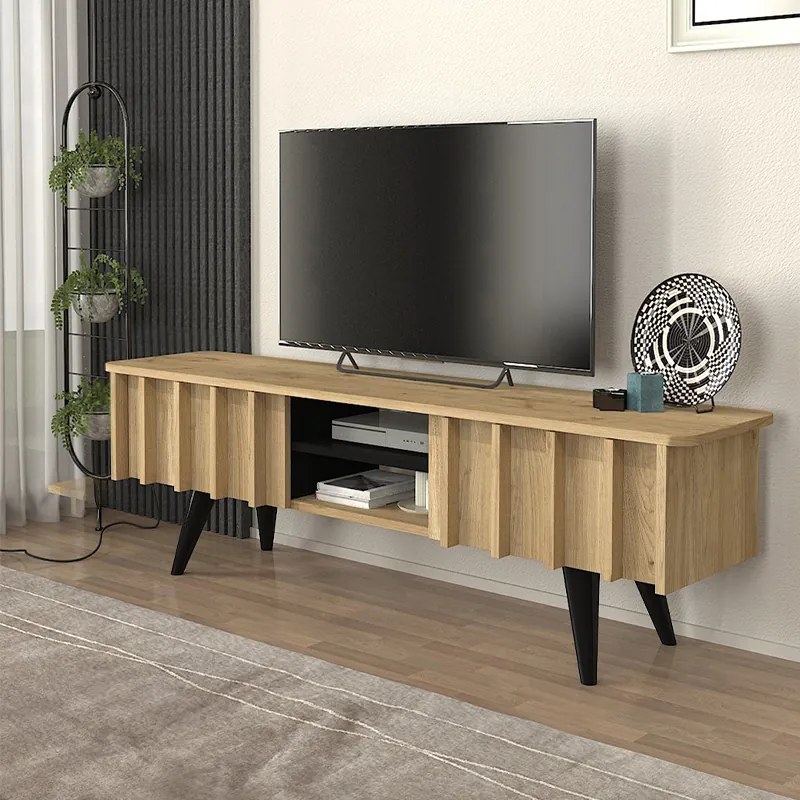 Гемма меламинов ТВ стойка в цвят сеpet дъб 150x35x46.7см.