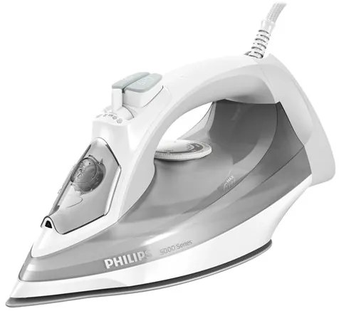 PHILIPS Steam iron Series 5000 40g/min 160g steam boost SteamGlide Plus 2400 W white/gray