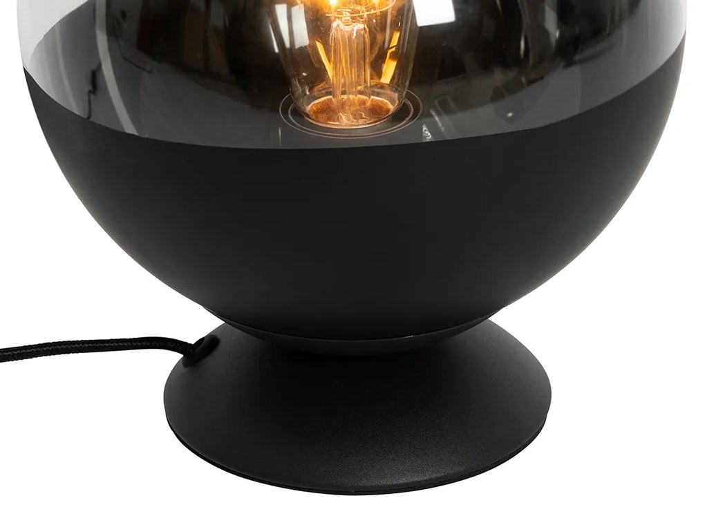 Ретро настолна лампа черна с прозрачно стъкло - Eclipse