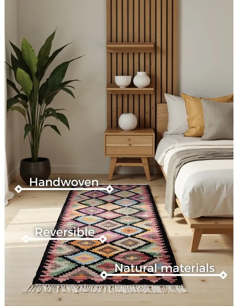 Двустранна/ръчно изработена вълнена пътека 60x190 cm Kamal Zara – Nouristan