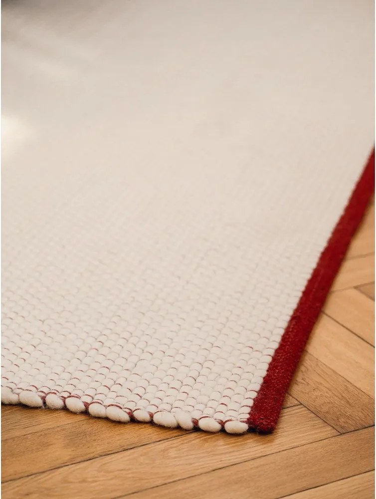Червена/бежова ръчно изработена вълнена пътека 80x170 cm Lenu – noo.ma
