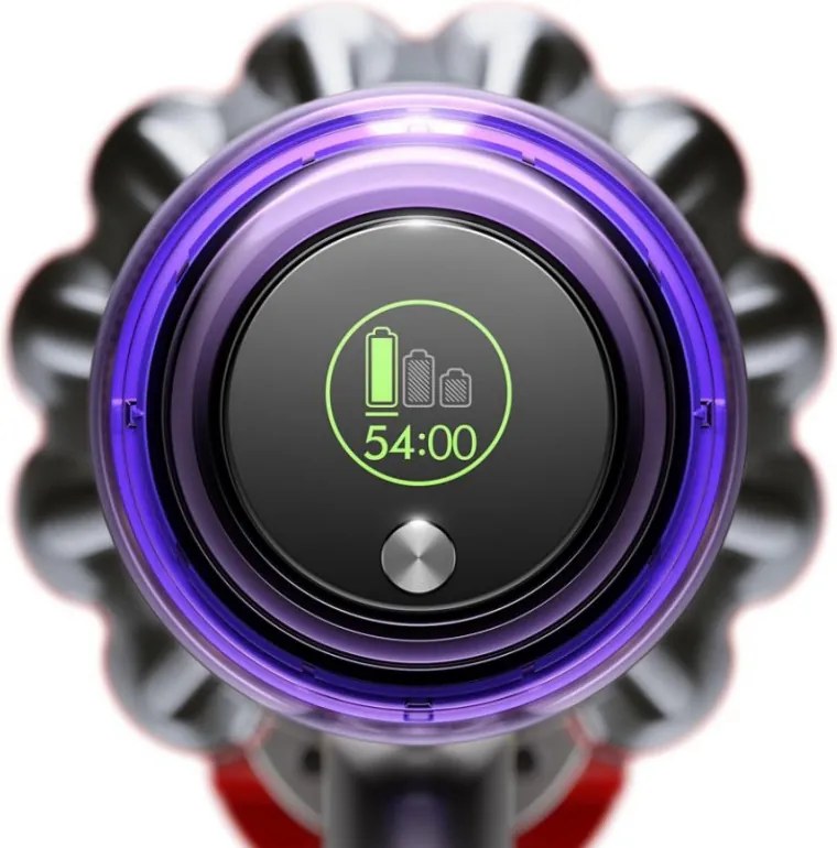 Вертикална прахосмукачка Dyson V11 Fluffу 476550-01 2в1, 185AW, 0.54 л, 125 000 об/мин, Автономия 60 мин, 3 режима, LCD, Никел/червен