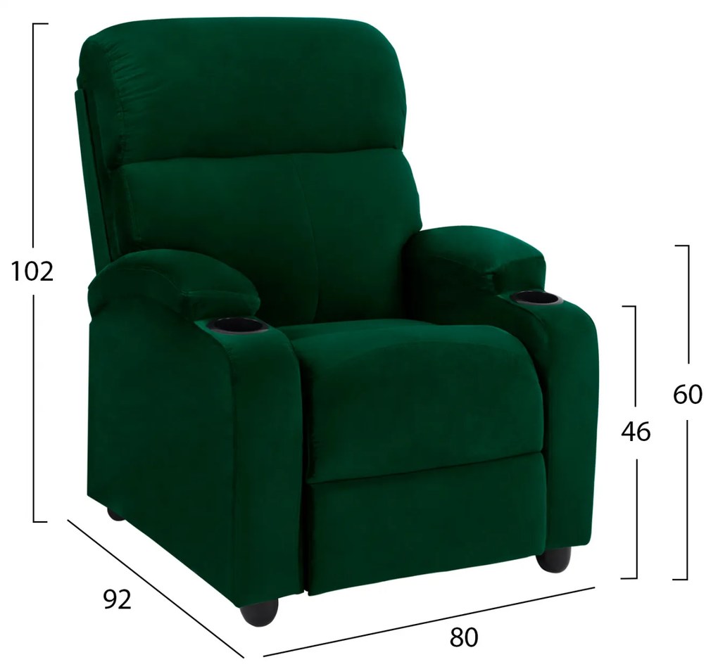 Релакс кресло HM0122.13 зелено кадифе