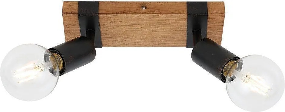 Линеен спот за таван LORENZO, черен, 2хE27