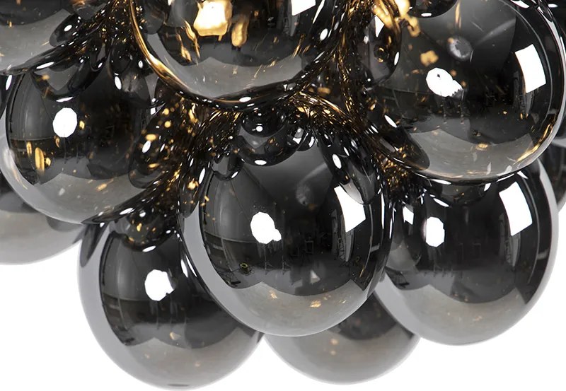 Смарт висяща лампа черна с опушено стъкло 8-светлини кръгла вкл. 8 Wifi G9 - Uvas