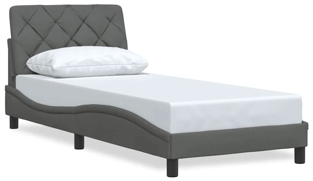 3310574 vidaXL Рамка за легло без матрак, тъмносива, 90x200 см, плат