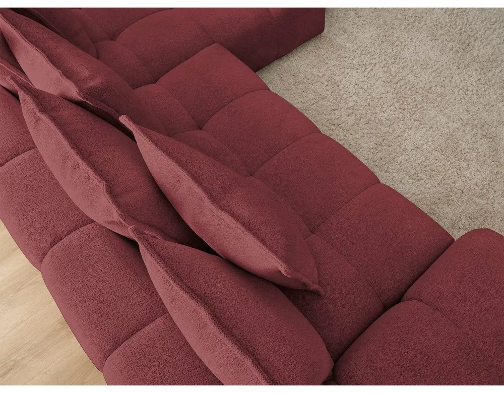 Бордо шенилов сгъваем/с място за съхранение ъглов диван (десен ъгъл) Everest – Bobochic Paris