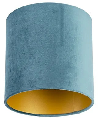 Абажур от кадифе син 20/20/20 със златен интериор