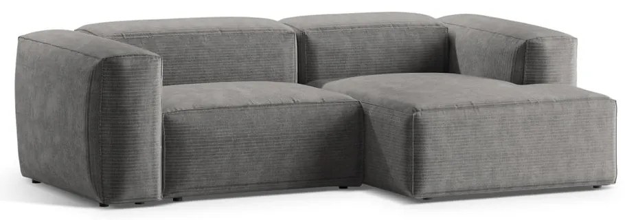 Светлосив ъглов диван от рипсено кадифе (десен ъгъл) Bergano – Cosmopolitan Design