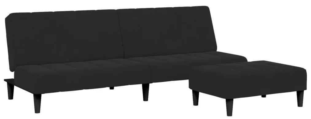 3258095 vidaXL 2-местно разтегателно канапе с табуретка, черно, кадифе
