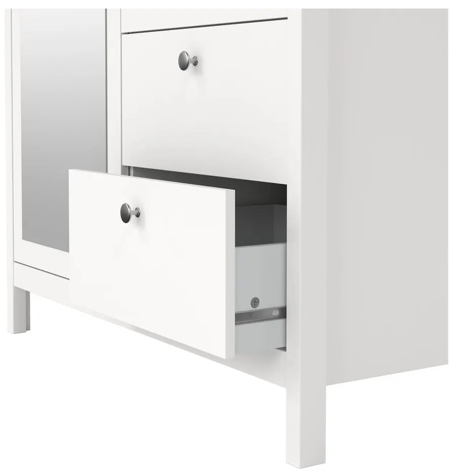 Бял гардероб с огледало 102x199x58 cm Madrid – Tvilum