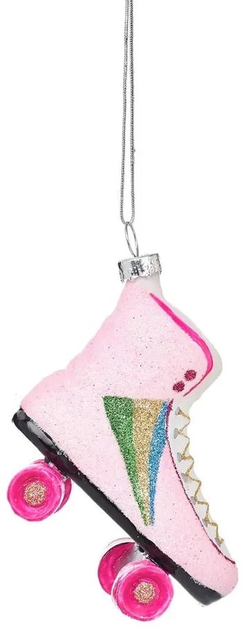 Стъклена ръчно изработена коледна украса 8 cm Retro Rollerskate – Sass &amp; Belle
