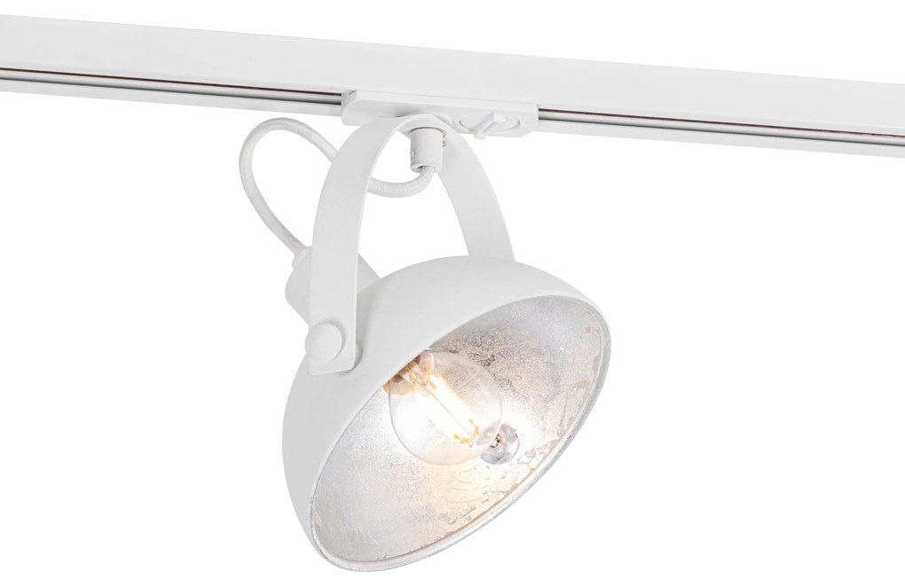 Индустриален релсов прожектор бял със сребърен интериор - Magnax