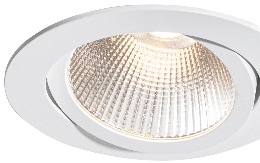 Комплект от 6 вградени спота бели 9,5 см вкл. LED 1300 lm димируеми IP23 - Gaius