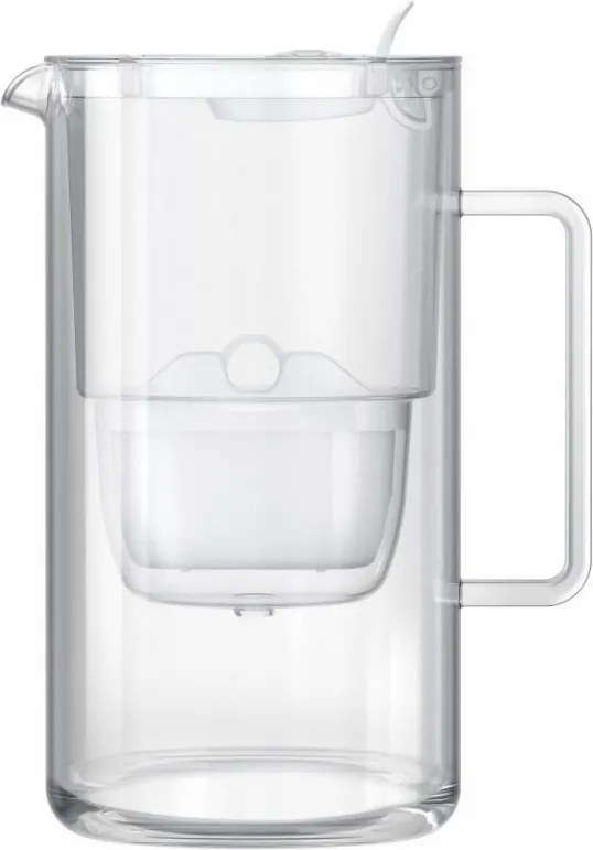 Кана за филтриране на вода Aquaphor Glass 120021, 2.5 л, Стъкло, Брояч, Филтър с магнезий, Бял
