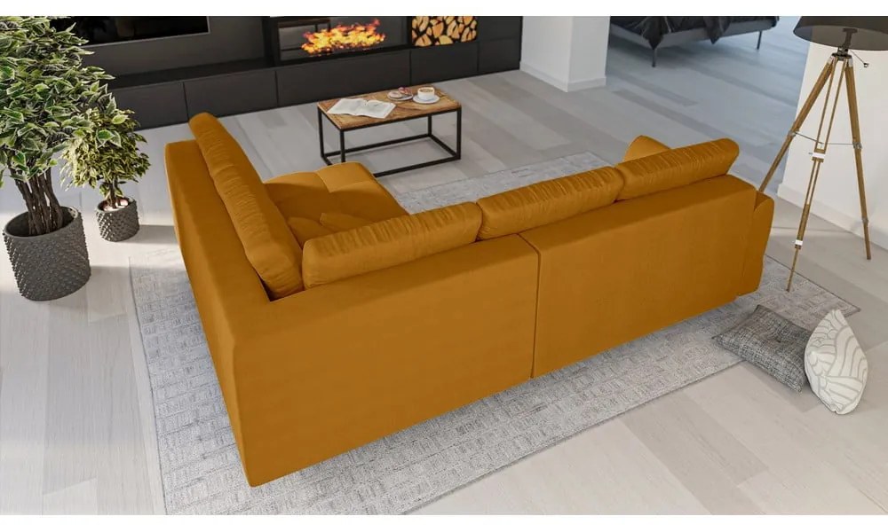 Ъглов диван (десен ъгъл) в цвят горчица Ariella - Ropez