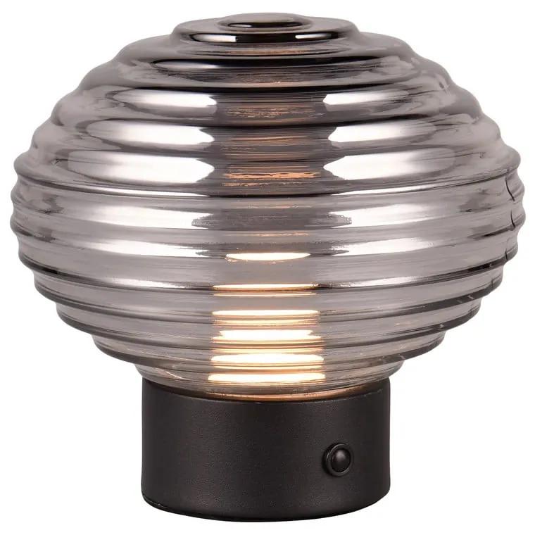 Черно-сива димируема настолна LED лампа със стъклен абажур (височина 14,5 cm) Earl - Trio