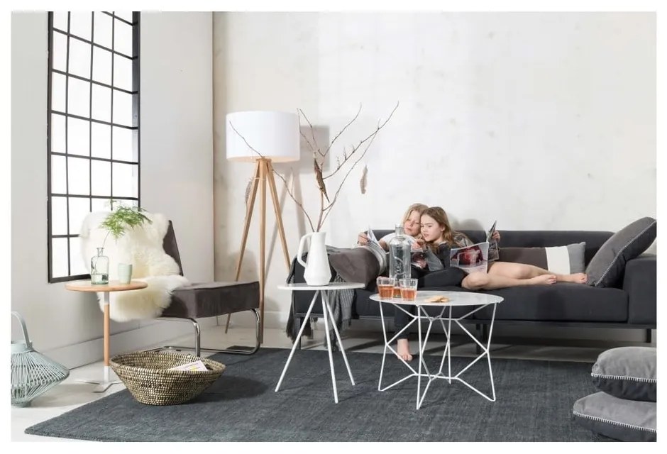 Бяла подова лампа Триножник Дърво, ø 50 cm - Zuiver