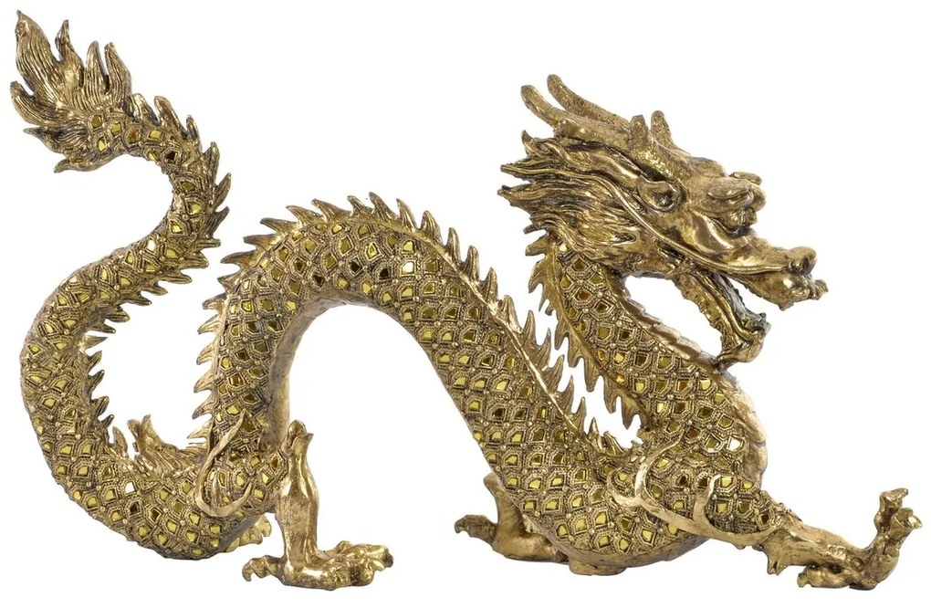 Декоративна фигурка DKD Home Decor Огледало Златен Смола (52 x 14 x 32 cm)