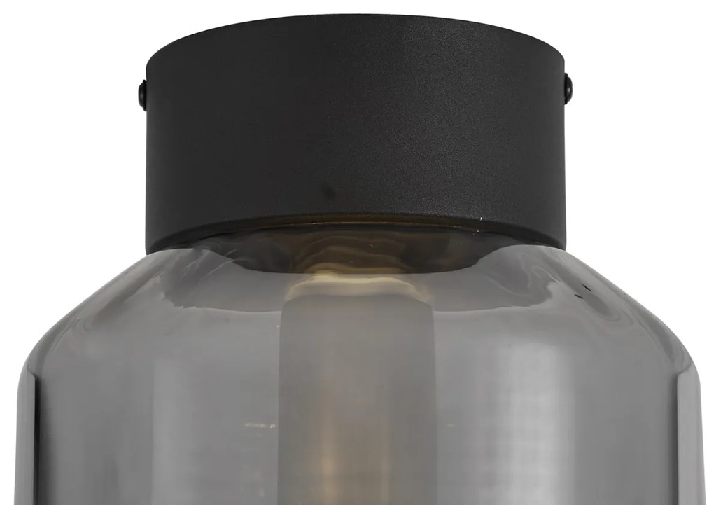 Модерна таванна лампа черна с димно стъкло - Stiklo