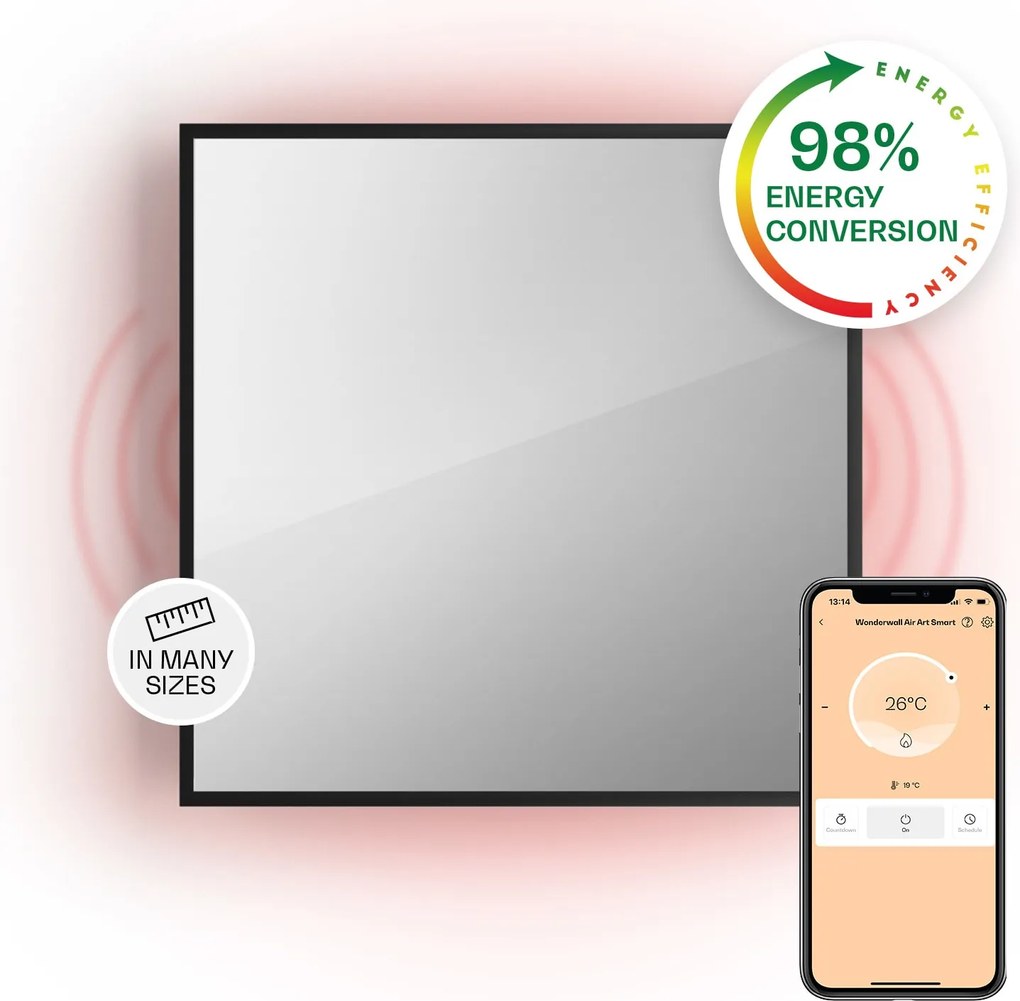 Klarstein La Palma 500 smart, отоплител, 2 in 1, Инфрачервен, 60x60cm, 500W, Огледална предна част