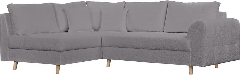 Тъмносив ъглов диван от плат букле (ляв ъгъл) Ariella - Ropez