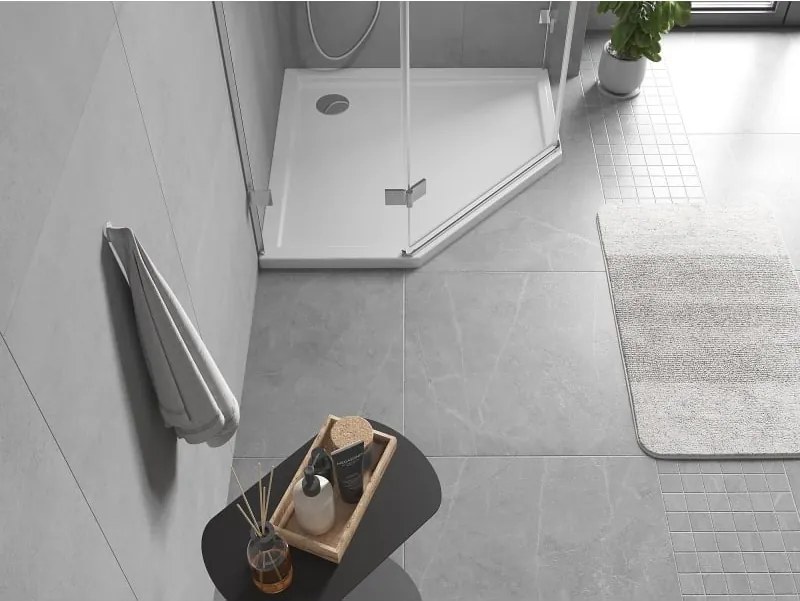 Mexen Flow петостенен тънък поддушов коритo 90 x 90 см, бял гланц - 46P109090