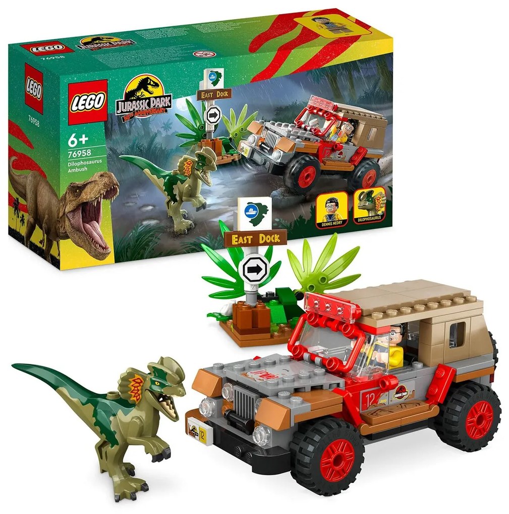 Playset Lego Jurassic Park 30th Anniversary 76958 Dilophosaurus Ambush 211 Части