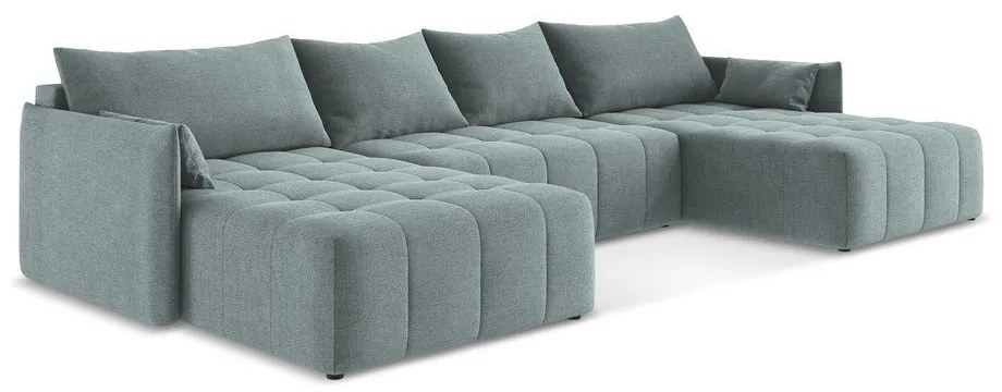 Син разтегателен ъглов диван с място за съхранение (U форма) Moku – Makamii