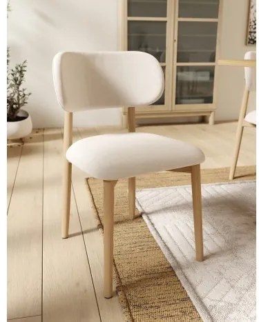 АЛДО Бежово (тъкан Апия 453)/рамка лакиран дъб - ДЪРВЕН СТОЛ ЗА ДНЕВНА, ТРАПЕЗАРИЯ, КУХНЯ РЕТРО