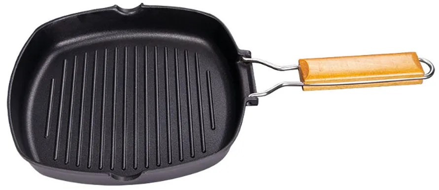 Грил тиган със сгъваема дръжка SAPIR SP 4316 C24, 24 см, Незалепващ, Черен