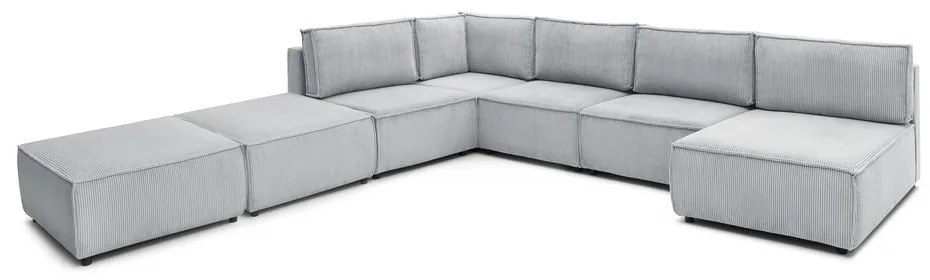 Светлосив променлив велурен U-образен ъглов диван Nihad modular - Bobochic Paris