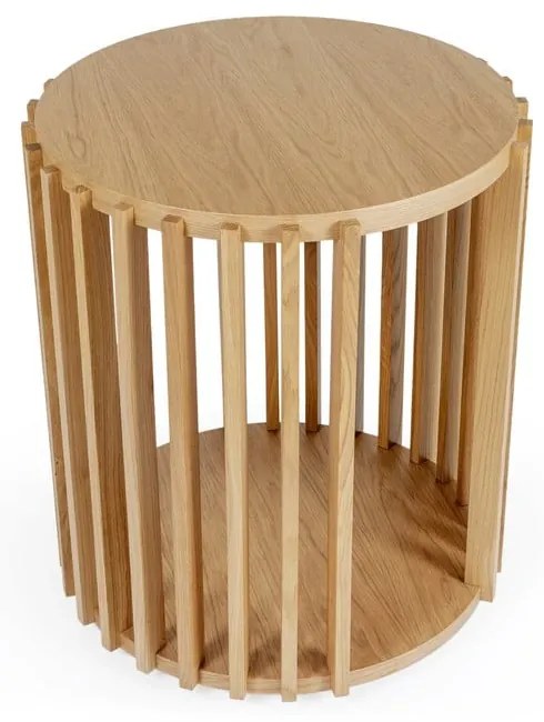 Масичка за кафе от дъб с барабан, ø 53 cm - Woodman