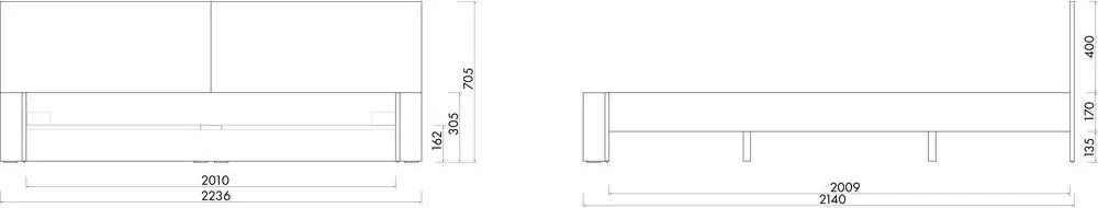 Двойно легло 200x200 cm ПДЧ/от шперплат от декор от дъб с включена подматрачна рамка в естествен цвят Valt – noo.ma