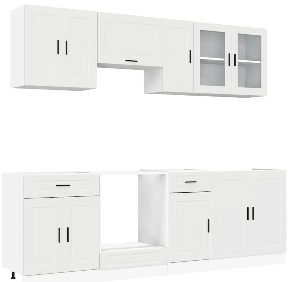 3314841 vidaXL Комплект кухненски шкафове от 8 части "Porto", бяло инженерно дърво