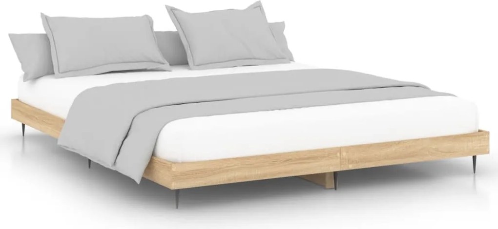 832216 vidaXL Рамка за легло, дъб сонома, 200x200 см, масивно дърво