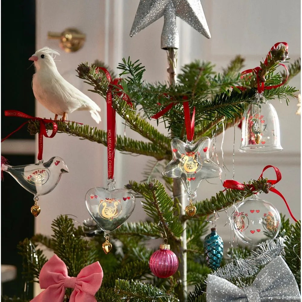 Стъклена коледна украса 7 cm Ann-Sofi Romme Annual Christmas Bird 2025 – Holmegaard